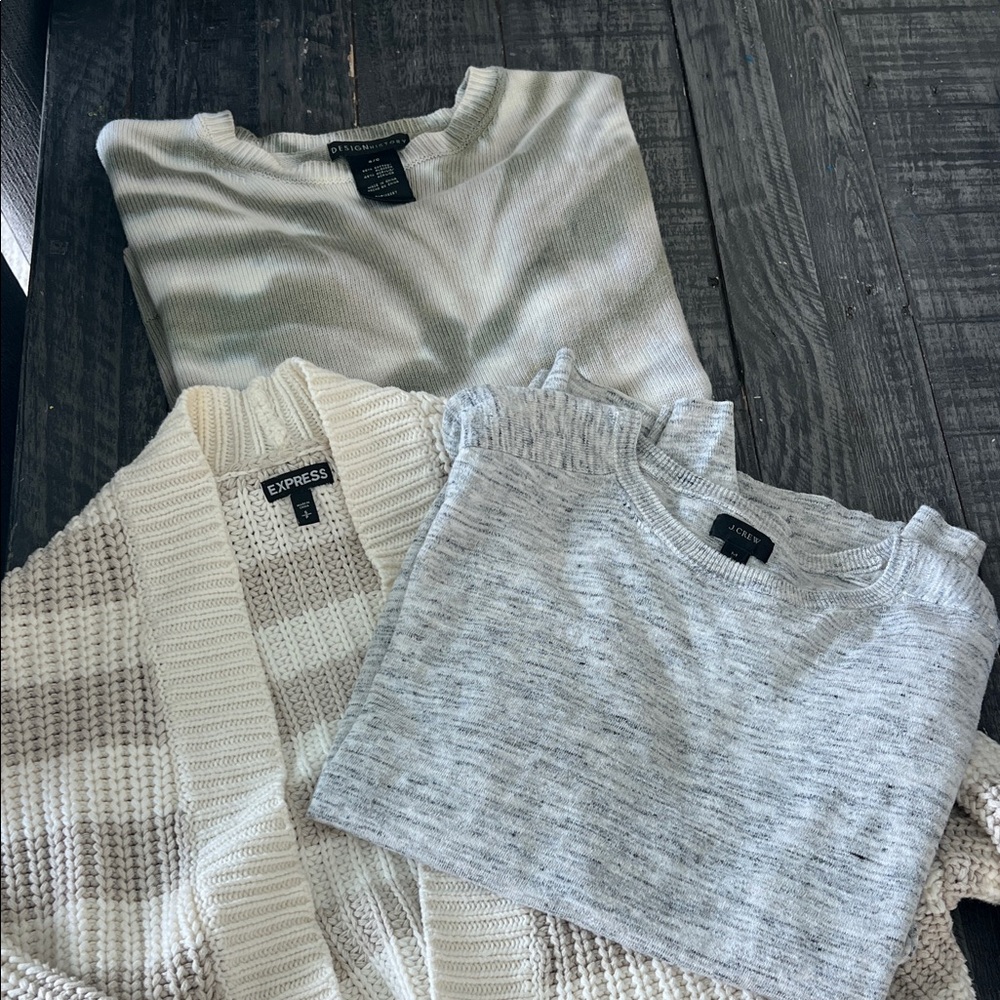 Express Knit Cardigan in Cream and Gray